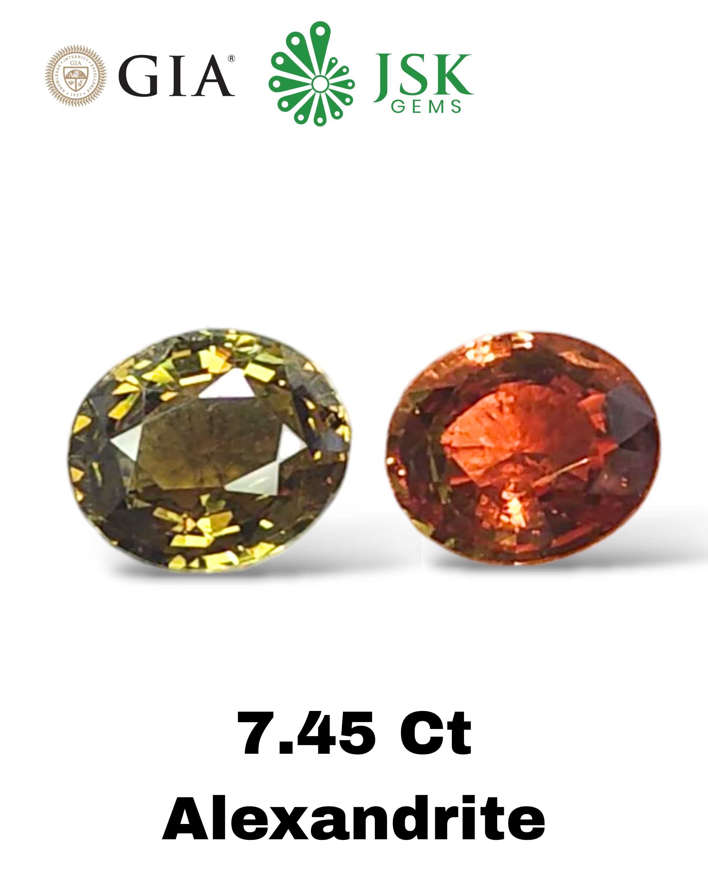GIA Certified 7.45 Ct Natural Alexandrite