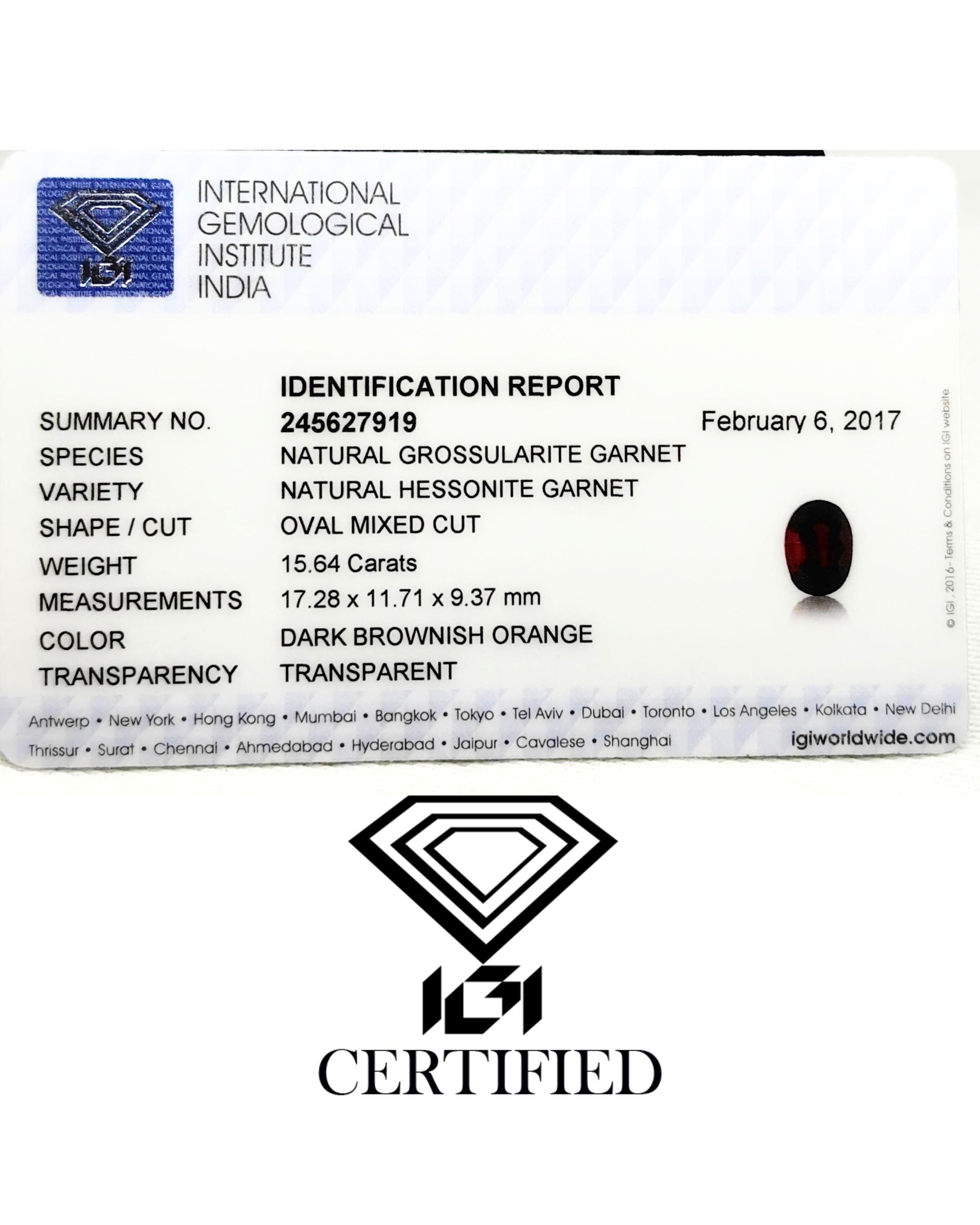 Top Grade 15.64 Ct - 17.37 Ratti Natural Ceylon Hessonite Garnet - Gomedh