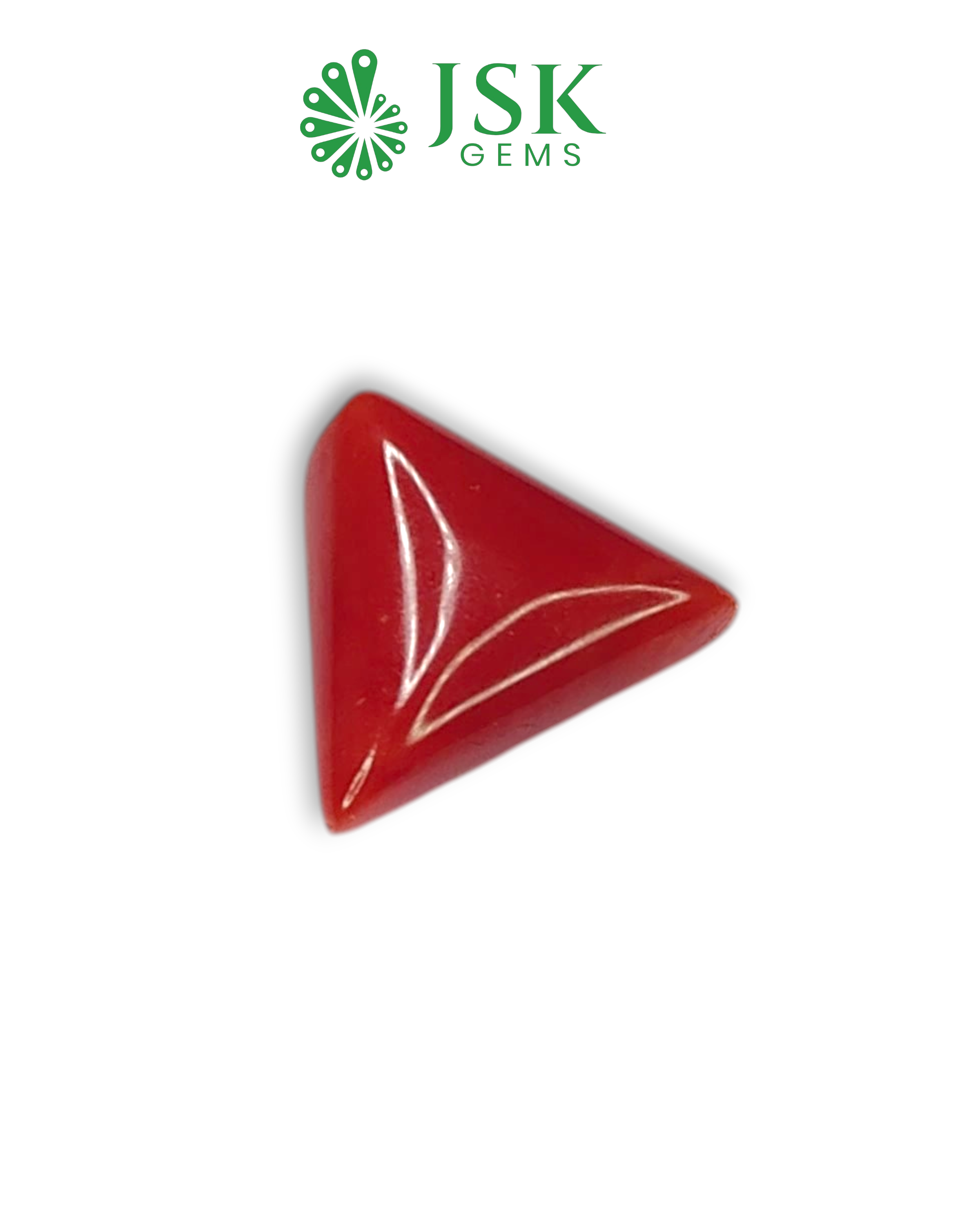 Premium Grade 5.52 Ct - 6.13 Ratti Natural Triangle Red Coral - Laal Moonga
