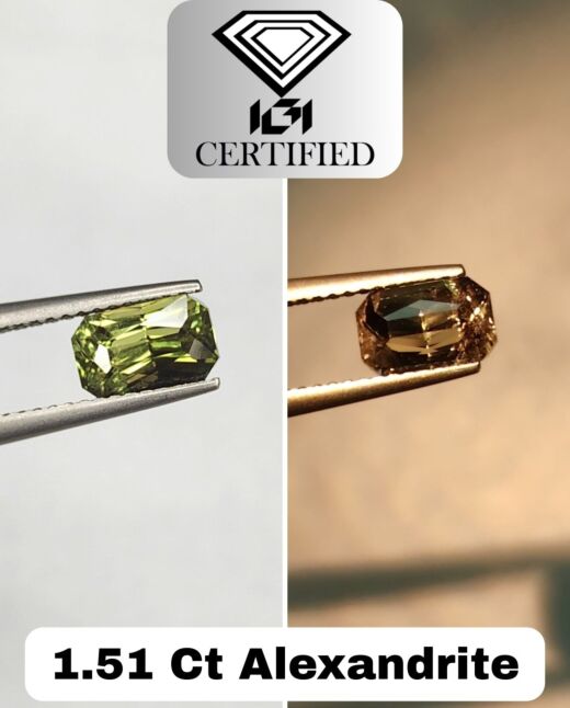 IGI Certified 1.51 Ct Natural Alexandrite (Good Color Change)