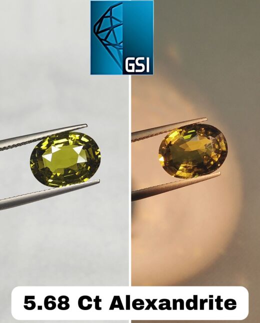 GSI Certified 5.68 Ct Natural Alexandrite 