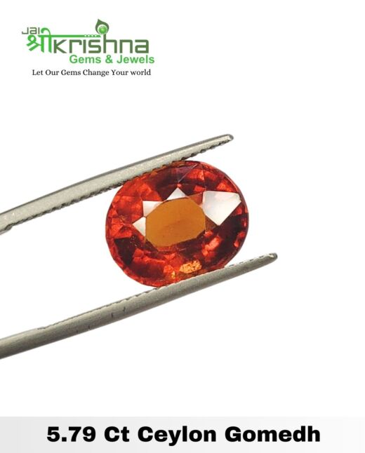 Top Grade 5.79 Cts { 6.35 Ratti} Natural Ceylon Gomedh/Hessonite Garnet 
