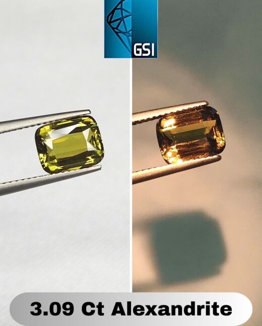 GSI Certified 3.09 Ct Natural Alexandrite 