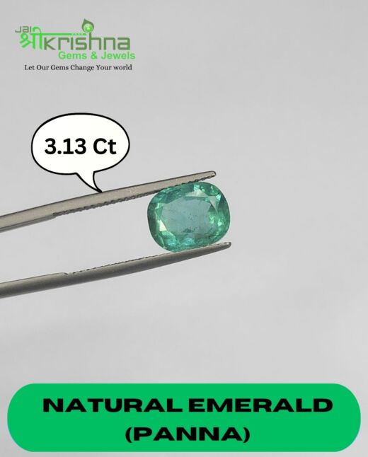 Premium Quality 3.13 Ct{3.43 Ratti} Natural Zambian Emerald/Panna