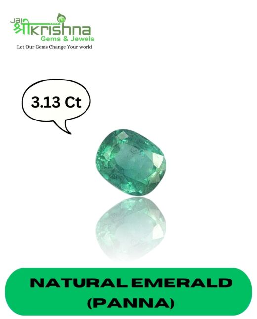 Premium Quality 3.13 Ct{3.43 Ratti} Natural Zambian Emerald/Panna