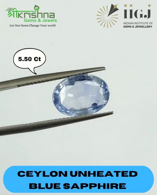 IIGJ Certified 5.50 Ct{6.03 Ratti} Natural Unheated Ceylon Blue Saapphire